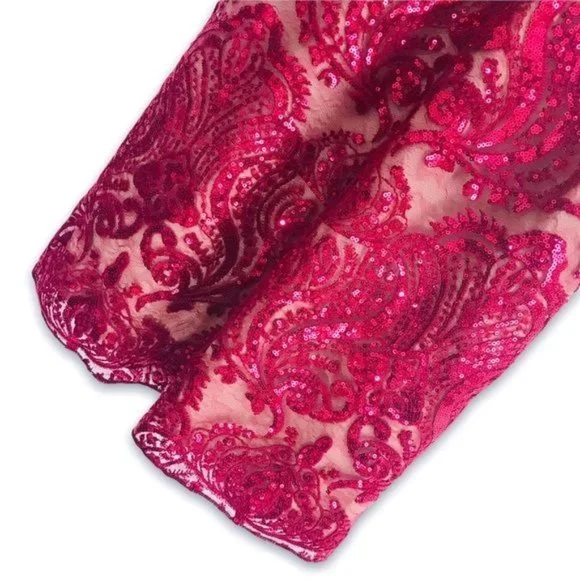 FREE PEOPLE Night Shimmer Embroidered Floral Sequin Lace Mesh Mini Dress Size 4 - Picture 10 of 15